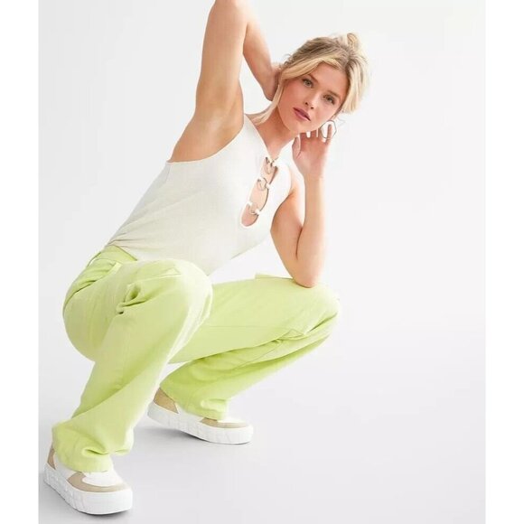 KanCan Signature 90s Straight Cargo Stretch Neon Pants Size 30 - Picture 7 of 16